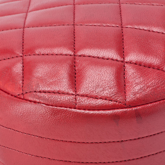 Chanel Deca Coco round flap push lock chain shoulder bag red lambskin - Picture 8 of 9